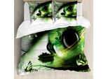Abakuhaus Copripiumino Astratto, Cigno Astratto, Antiacaro, Adatto A Chi Soffre Di Allergie, Con Federe, 200 Cm X 200 Cm - 80 X 80 Cm, Verde, Nero, Bianco