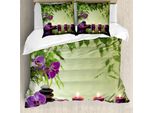 Abakuhaus Copripiumino Spa, Candele Spa Orchidee Bloom, Antiacaro, Adatto A Chi Soffre Di Allergie, Con Federe, 200 Cm X 200 Cm - 80 X 80 Cm, Verde Chiaro Verde Felce