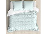 Abakuhaus Copripiumino Nautico, Nuvole E Onde Astratte, Antiacaro, Adatto A Chi Soffre Di Allergie, Con Federe, 200 Cm X 200 Cm - 80 X 80 Cm, Turchese Bianco