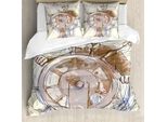 Abakuhaus Set Copripiumino Per Letti Matrimoniali, Capitano Seaman, Antiacaro, Adatto A Chi Soffre Di Allergie, Con Federe, Marrone Crema