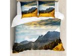 Abakuhaus Copripiumino Wald, Bergwiesen Sun, Antiacaro, Adatto A Chi Soffre Di Allergie, Con Federe, 200 Cm X 200 Cm - 80 X 80 Cm, Terra Giallo Blu-Grigio