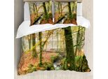 Abakuhaus Copripiumino Wald, Misty Woods Cornwall, Antiacaro, Adatto A Chi Soffre Di Allergie, Con Federe, 155 Cm X 220 Cm - 80 X 80 Cm, Arancione, Verde, Giallo