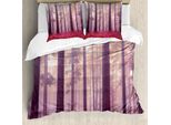 Abakuhaus Copripiumino Wald, Alberi Foggy Sonnenlicht, Antiacaro, Adatto A Chi Soffre Di Allergie, Con Federe, 200 Cm X 200 Cm - 80 X 80 Cm, Viola Scuro Corallo