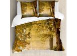 Abakuhaus Copripiumino Wald, Misty Autumn Morning, Antiacaro, Adatto A Chi Soffre Di Allergie, Con Federe, 155 Cm X 220 Cm - 80 X 80 Cm, Verde Caffè Chiaro