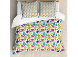 Abakuhaus Copripiumino Jurassic, Cartone Animato Con Dinosauri Selvaggi, Antiacaro, Adatto A Chi Soffre Di Allergie, Con Federe, 200 Cm X 200 Cm - 80 X 80 Cm, Multicolore