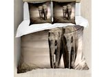 Abakuhaus Copripiumino Elefante, Coppia Animali Polvere, Antiacaro Adatto A Chi Soffre Di Allergie Con Federe, 200 Cm X 200 Cm - 80 X 80 Cm, Tan Taupe