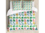Abakuhaus Copripiumino Jurassic, Dinosauri Wild Beast, Antiacaro, Adatto A Chi Soffre Di Allergie, Con Federe, 200 Cm X 200 Cm - 80 X 80 Cm, Verde Turchese Marigold