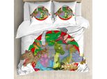 Abakuhaus Copripiumino Jurassic, Foglie Di Piante Tropicali, Antiacaro, Adatto A Chi Soffre Di Allergie, Con Federe, 155 Cm X 220 Cm - 80 X 80 Cm, Multicolore