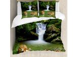 Abakuhaus Copripiumino Safari, Tigre Siberiana, Antiacaro, Adatto A Chi Soffre Di Allergie, Con Federe, 200 Cm X 200 Cm - 80 X 80 Cm, Reseda, Verde, Arancione