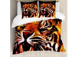 Abakuhaus Copripiumino Safari, Hunter Forest King Tiger, Antiacaro, Adatto A Chi Soffre Di Allergie, Con Federe, 155 Cm X 220 Cm - 80 X 80 Cm, Arancione, Nero, Bianco