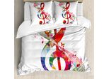 Abakuhaus Copripiumino Musicale, Note Rhythm Opera D'arte, Antiacaro Adatto A Chi Soffre Di Allergie Con Federe, 200 Cm X 200 Cm - 80 X 80 Cm, Multicolore