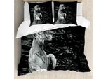 Abakuhaus Copripiumino Safari, Exotic White Tiger, Antiacaro, Adatto A Chi Soffre Di Allergie, Con Federe, 155 Cm X 220 Cm - 80 X 80 Cm, Charcoal Grey Pale Grey