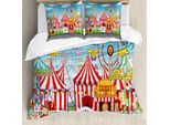 Abakuhaus Copripiumino Zirkus, Carnevale Molti Viaggi, Antiacaro Adatto A Chi Soffre Di Allergie Con Federe, 200 Cm X 200 Cm - 80 X 80 Cm, Multicolore