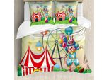 Abakuhaus Copripiumino Zirkus, Pallone Gonfiabile Con Clown, Antiacaro, Adatto A Chi Soffre Di Allergie, Con Federe, 155 Cm X 220 Cm - 80 X 80 Cm, Multicolore