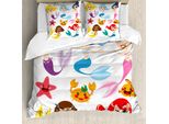 Abakuhaus Copripiumino Subacqueo, Mermaids Sea Friends, Antiacaro, Adatto A Chi Soffre Di Allergie, Con Federe, 200 Cm X 200 Cm - 80 X 80 Cm, Multicolore