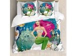 Abakuhaus Copripiumino Subacqueo, Underwater Mermaid, Antiacaro, Adatto A Chi Soffre Di Allergie, Con Federe, 155 Cm X 220 Cm - 80 X 80 Cm, Multicolore
