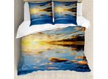 Abakuhaus Copripiumino Mystiker, Tropical Vivid Landschaft, Antiacaro E Anallergico, Con Federe, 155 Cm X 220 Cm - 80 X 80 Cm, Giallo/Blu