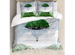 Abakuhaus Copripiumino Fantasia, Mongolfiera In Montagna, Antiacaro, Adatto A Chi Soffre Di Allergie, Con Federe, 200 Cm X 200 Cm - 80 X 80 Cm, Verde