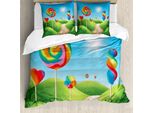 Abakuhaus Copripiumino Fantasia, Candy Land Lollipops, Antiacaro E Anallergico, Con Federe, 155 Cm X 220 Cm - 80 X 80 Cm, Verde, Blu, Rosso