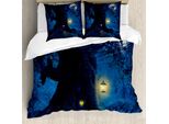 Abakuhaus Copripiumino Fantasia, Albero Nella Foresta, Antiacaro, Adatto A Chi Soffre Di Allergie, Con Federe, 200 Cm X 200 Cm - 80 X 80 Cm, Blu Navy