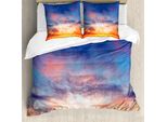 Abakuhaus Copripiumino Paesaggio, Tramonto, Nuvole, Cielo, Antiacaro, Adatto A Chi Soffre Di Allergie, Con Federe, 200 Cm X 200 Cm - 80 X 80 Cm, Arancione Blu