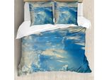 Abakuhaus Copripiumino Paesaggio, Alba In Una Mattina Nebbiosa, Antiacaro, Adatto A Chi Soffre Di Allergie, Con Federe, 155 Cm X 220 Cm - 80 X 80 Cm, Blu Navy-Crema