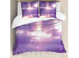 Abakuhaus Copripiumino Paesaggio, Cielo Nuvoloso Romantico, Antiacaro, Adatto A Chi Soffre Di Allergie, Con Federe, 200 Cm X 200 Cm - 80 X 80 Cm, Viola Bianco