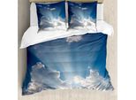 Abakuhaus Copripiumino Paesaggio, Nuvole Sunny Day Sky, Antiacaro, Adatto A Chi Soffre Di Allergie, Con Federe, 200 Cm X 200 Cm - 80 X 80 Cm, Blu Bianco