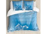 Abakuhaus Copripiumino Landscape, Linea Sunburst, Antiacaro E Anallergico, Con Federe, 200 Cm X 200 Cm - 80 X 80 Cm, Blu Grigio
