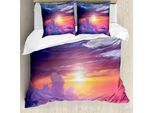 Abakuhaus Copripiumino Paesaggio, Tramonto Cielo E Nuvole, Antiacaro, Adatto A Chi Soffre Di Allergie, Con Federe, 155 Cm X 220 Cm - 80 X 80 Cm, Blu, Giallo, Viola