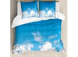 Abakuhaus Copripiumino Paesaggio, Scena Rilassante Con Nuvole, Antiacaro, Adatto A Chi Soffre Di Allergie, Con Federe, 155 Cm X 220 Cm - 80 X 80 Cm, Blu E Bianco
