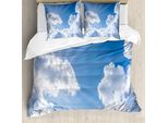 Abakuhaus Copripiumino Paesaggio, Paesaggio Nuvoloso, Antiacaro, Adatto A Chi Soffre Di Allergie, Con Federe, 200 Cm X 200 Cm - 80 X 80 Cm, Blu E Bianco