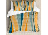 Abakuhaus Copripiumino Vintage, Strisce Luminose Retrò, Antiacaro, Adatto A Chi Soffre Di Allergie, Con Federe, 200 Cm X 200 Cm - 80 X 80 Cm, Blu Petrolio Marigold