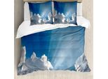 Abakuhaus Copripiumino Paesaggio, Cielo-Nuvole Raggi Di Sole, Antiacaro, Adatto A Chi Soffre Di Allergie, Con Federe, 155 Cm X 220 Cm - 80 X 80 Cm, Blu Bianco