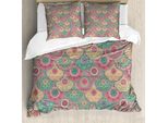 Abakuhaus Copripiumino Vintage, Forma Circolare Classica, Antiacaro, Adatto A Chi Soffre Di Allergie, Con Federe, 200 Cm X 200 Cm - 80 X 80 Cm, Verde, Rosa,