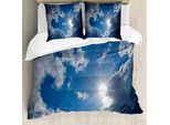 Abakuhaus Copripiumino Paesaggio, Vibrant Sun Clear Sky, Antiacaro, Adatto A Chi Soffre Di Allergie, Con Federe, 200 Cm X 200 Cm - 80 X 80 Cm, Grigio Blu