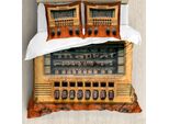Abakuhaus Copripiumino Vintage, Radio Antiche, Antiacaro, Adatto A Chi Soffre Di Allergie, Con Federe, 200 Cm X 200 Cm - 80 X 80 Cm, Marrone Ecru