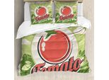 Abakuhaus Copripiumino Vintage, Poster Con Pomodori Da Vendemmia, Antiacaro E Anallergico Con Federe, 200 Cm X 200 Cm - 80 X 80 Cm, Verde Rosso