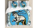 Abakuhaus Set Copripiumino Zodiacale Per Letti Matrimoniali, Icona Capricorno, Antiacaro Adatto A Chi Soffre Di Allergie Con Federe, Multicolore
