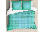 Abakuhaus Copripiumino Teal, Motivo A Mosaico Pixelato, Antiacaro, Adatto A Chi Soffre Di Allergie, Con Federe, 200 Cm X 200 Cm - 80 X 80 Cm, Verde