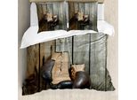 Abakuhaus Copripiumino Vintage, Guantoni Da Boxe Vintage, Antiacaro, Adatto A Chi Soffre Di Allergie, Con Federe, 155 Cm X 220 Cm - 80 X 80 Cm, Marrone