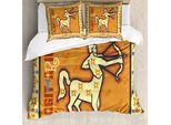 Abakuhaus Copripiumino Astrologia, Freccia Dell'oroscopo, Antiacaro, Adatto A Chi Soffre Di Allergie, Con Federe, 200 Cm X 200 Cm - 80 X 80 Cm, Arancione Giallo