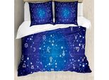 Abakuhaus Copripiumino Astrologia, Constellation Zodiac, Antiacaro, Adatto A Chi Soffre Di Allergie, Con Federe, 155 Cm X 220 Cm - 80 X 80 Cm, Blu Scuro