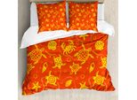 Abakuhaus Copripiumino Arancione, Tartarughe Gialle Crabs, Antiacaro, Adatto A Chi Soffre Di Allergie, Con Federe, 155 Cm X 220 Cm - 80 X 80 Cm, Arancione Bruciato Giallo