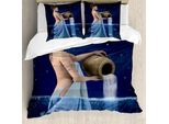 Abakuhaus Copripiumino Astrologia, Donna Acquario Con Pail, Antiacaro, Adatto A Chi Soffre Di Allergie, Con Federe, 155 Cm X 220 Cm - 80 X 80 Cm, Blu Scuro