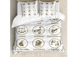 Abakuhaus Copripiumino Astrologia, Diagramma Zodiacale Classico, Antiacaro, Adatto A Chi Soffre Di Allergie, Con Federe, 155 Cm X 220 Cm - 80 X 80 Cm, Bianco Seppia