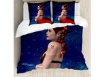 Abakuhaus Copripiumino Astrologia, Segno Zodiacale Toro, Antiacaro, Adatto A Chi Soffre Di Allergie, Con Federe, 155 Cm X 220 Cm - 80 X 80 Cm, Blu Navy Rosso Marrone