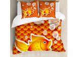 Abakuhaus Copripiumino Arancione, Cartoon Goldfish Blase, Antiacaro, Adatto A Chi Soffre Di Allergie, Con Federe, 200 Cm X 200 Cm - 80 X 80 Cm, Arancione Bruciato