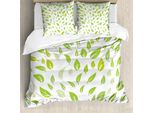 Abakuhaus Copripiumino, Foglie Primaverili-Estive, Antiacaro, Adatto A Chi Soffre Di Allergie, Con Federe, 155 Cm X 220 Cm - 80 X 80 Cm, Verde