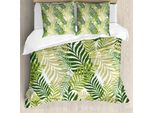 Abakuhaus Copripiumino, Palme Esotiche Tropic, Antiacaro, Adatto A Chi Soffre Di Allergie, Con Federe, 200 Cm X 200 Cm - 80 X 80 Cm, Verde Ecru